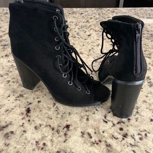 Black Open Toe Booties